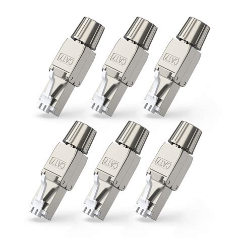 ZOERAX Cat7 Cat6A RJ45 Connector 6-Pack, Tool-Free Zinc Alloy Shielded ...
