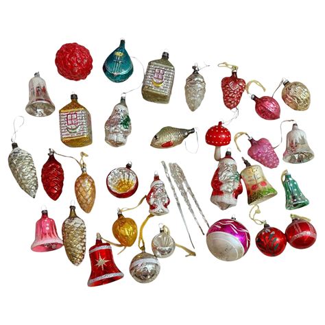 Lot of 34 Mercury Glass Christmas Ornaments, Vintage German, 1910s ...