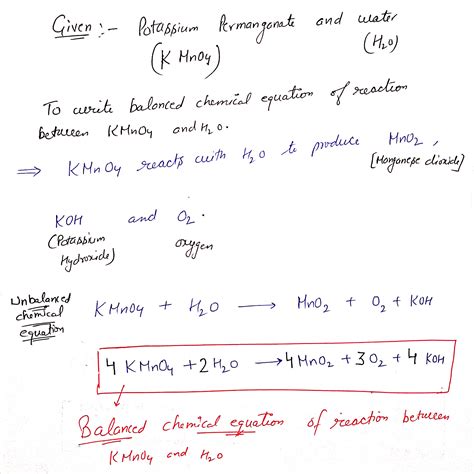 [Solved] Show the balanced chemical equation between potassium permanganate... | Course Hero