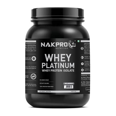 NAKPRO Platinum Whey Protein Isolate 90%, 1kg Unflavoured, Jar | 31g ...