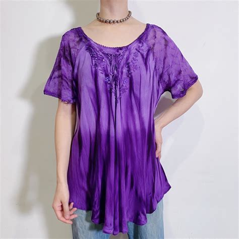 purple tie dye Indian rayon top | LEMON