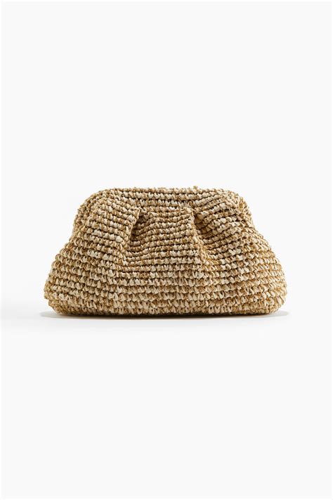 Straw clutch - Light beige/Gold-coloured - Ladies | H&M IN