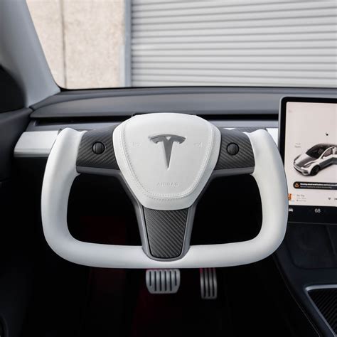 Tesplus Yoke Style Steering Wheel - White Nappa Leather - TESPLUS