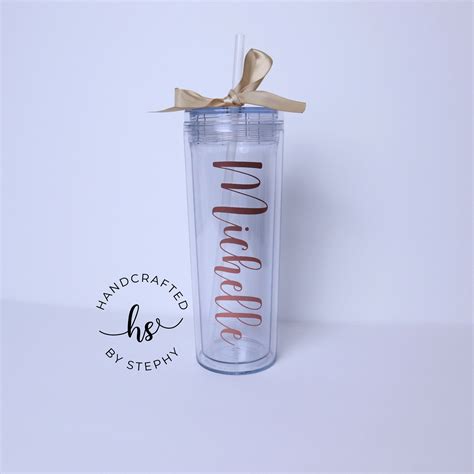 Personalized Water Tumbler Clear With Reusable Straw Double - Etsy