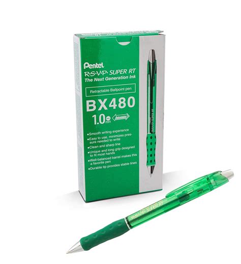 Pentel RSVP Super RT Ballpoint Pen, (1.0mm) Medium Line, Green Ink, Box ...