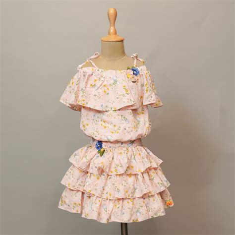 Buy Pink Off Shoulder Layered Midi Dress For Girls – Mumkins