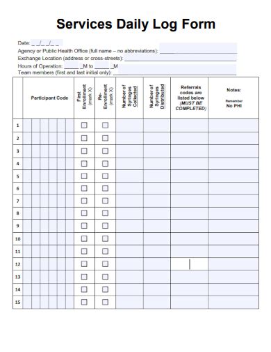 Image result for Daily Log Form