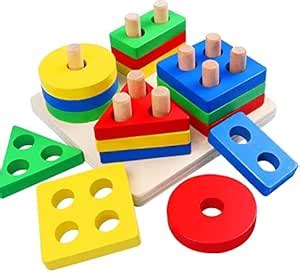 Whiz Kids Wooden Sorting & Stacking Toys for Toddlers, Educational ...