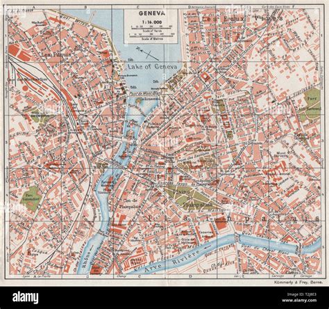 GENEVA GENÈVE GENF. Vintage town city map plan. Switzerland 1948 old ...