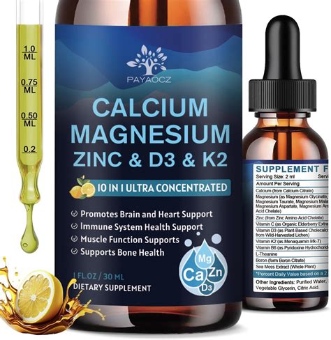 Amazon.com: (2 Pack) 10 in 1 Magnesium Calcium Zinc Supplement with ...