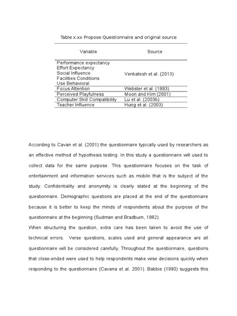 Questionnaire in Table Format Example 的图像结果