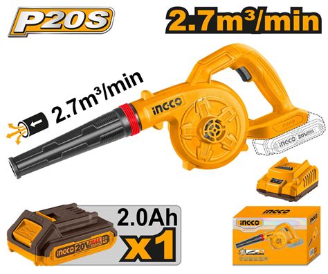 INGCO CABLI200281 Cordless Li-Ion Blower 20V - With Battery & Charger ...