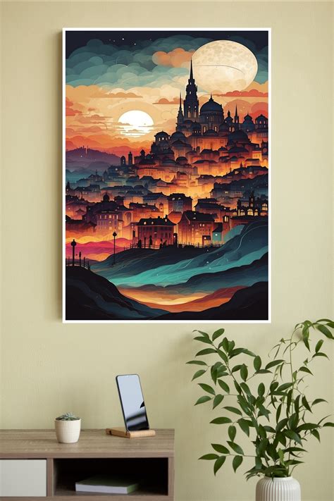 CITYSCAPE AT NIGHT Poster | Moon Light Sky Posters – The Poster Valley