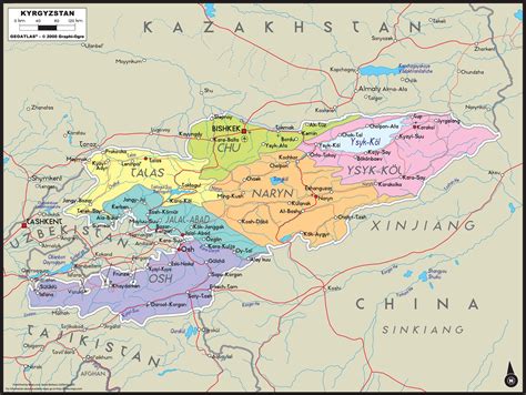 Kyrgyzstan Political Wall Map | Maps.com.com