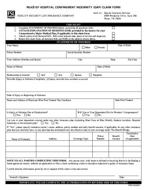 Online Hospital Confinement Insurance Form - Fill and Sign Printable ...