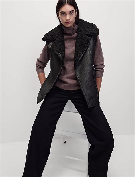 Buy Shearling Aviator Gilet at Marks & Spencer