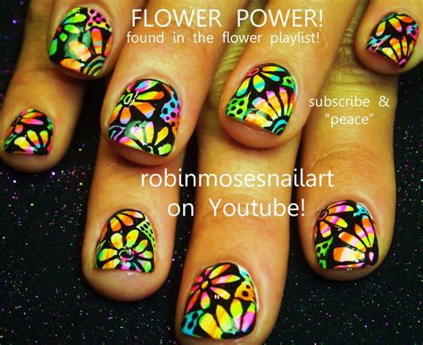 Nail Art by Robin Moses: "neon nails" "flower power" "psychedelic nail ...