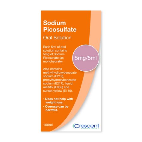 Sodium Picosulfate 5mg/5ml Oral Solution – 100ml – Crescent Pharma