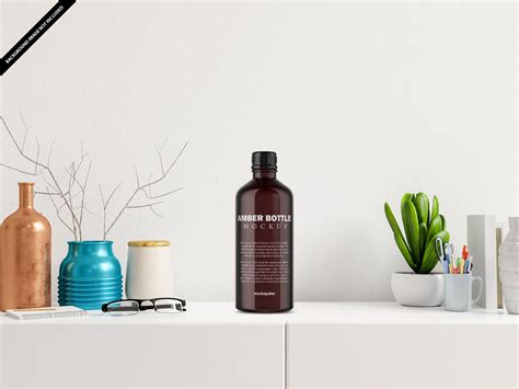 Free Amber Bottle Mockup PSD Template - Mockup Den