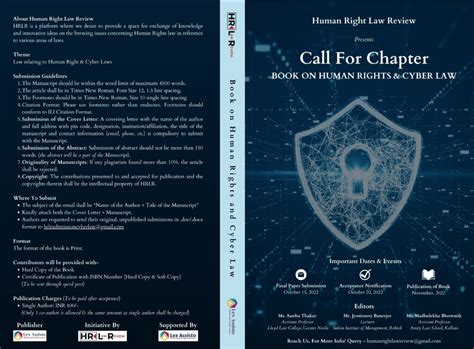 CALL FOR CHAPTERS: BOOK ON HUMAN RIGHTS & CYBER LAW BY HUMAN RIGHT LAW ...