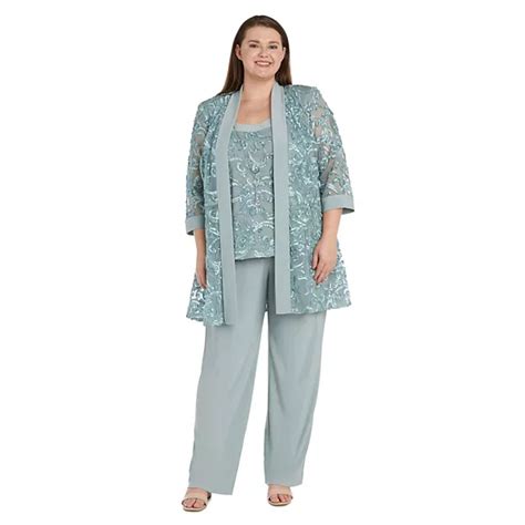 Plus Size R&M Richards Embroidered Jacket & Pant Set