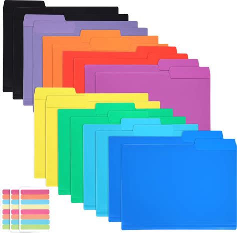 EOOUT 18 Pack Plastic File Folders Poly Filing Folders Colored Folders ...