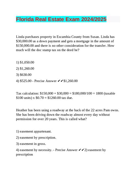 Florida Real Estate Exam 2024/2025 | Exams Nursing | Docsity