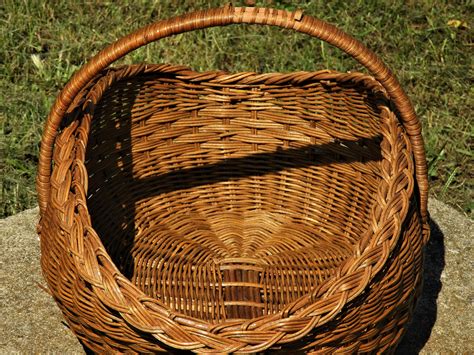 Vintage Wicker Basket, Large Farm Basket, Three Weave Centerpiece ...
