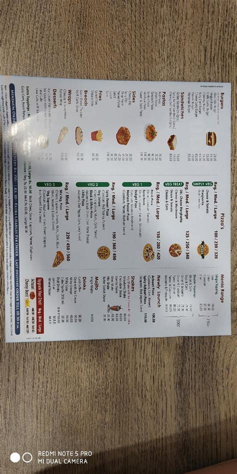 Menu at Hungry Point, Doraha