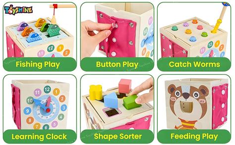 Toyshine 8 in 1 Wooden Multiactivity Learning Cube Educational ...