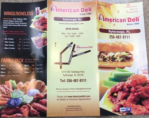 Menu at American Deli fast food, Sylacauga