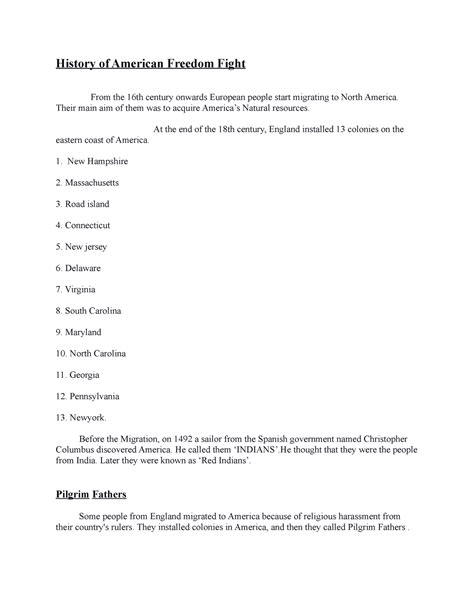 History of American Freedom fight - Their main aim of them was to ...