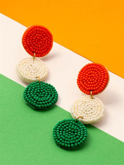 Artificial Beaded Tricolor Circular Drop Earrings – Panash Jewels