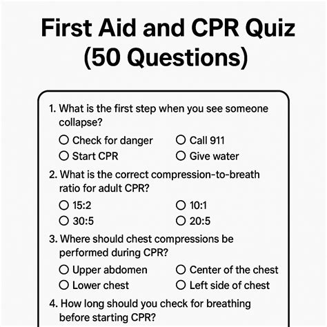 First Aid and CPR Quiz (50 Questions) - OHSE