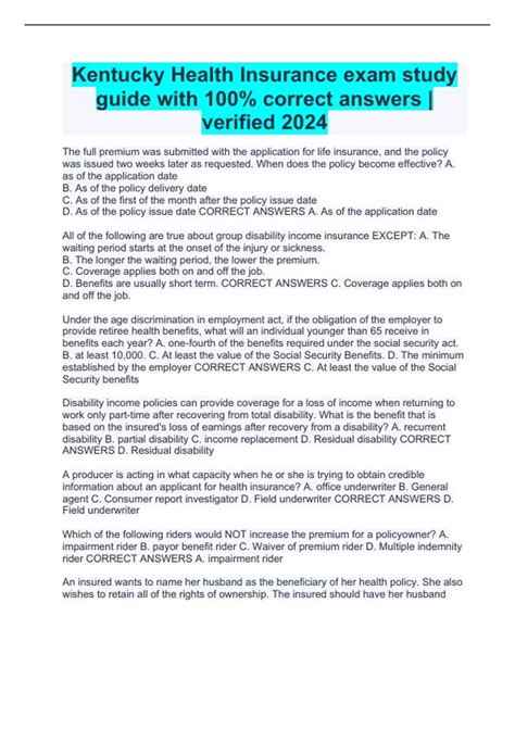 Image result for Health Insurance Oregon License Study Guide PDF