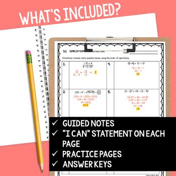 Image result for Order of Operations Notes. Printable