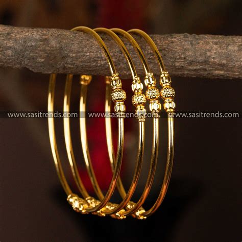 Luxurious One Gram Beaded Kada Gold Plated Bangles Set - Opulent ...