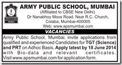 Army Public School Mumbai Recruitment 2014 TGT, PGT