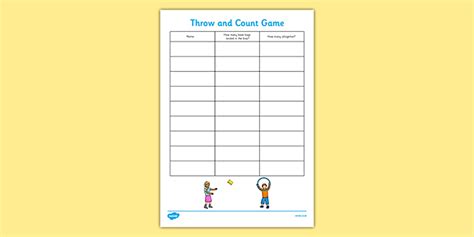 Black and White Throw and Count Game Score Sheet - Twinkl
