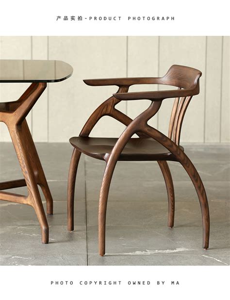 巷子戏法丨别墅家用现代简约实木餐椅设计师工作室办公椅单人椅子-美间设计