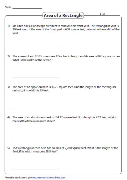 Image result for Rectangle Area Problems