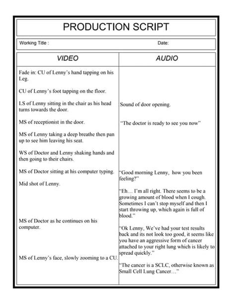 Image result for Sample Script Format