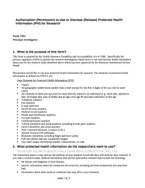 Authorization (Permission) to Use or Disclose (Release) Protected ...