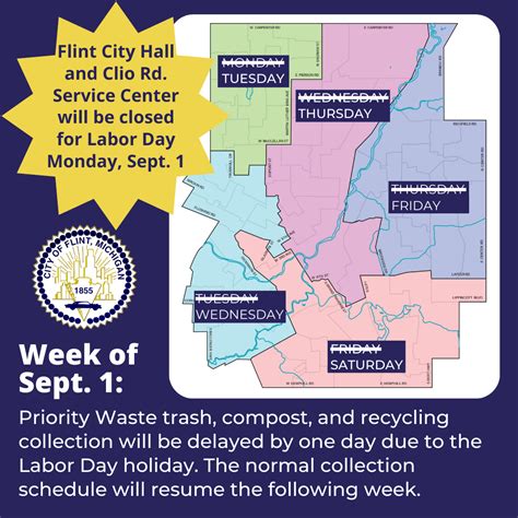 Flint City Hall will be closed for Labor Day, Priority Waste collection service will be delayed ...