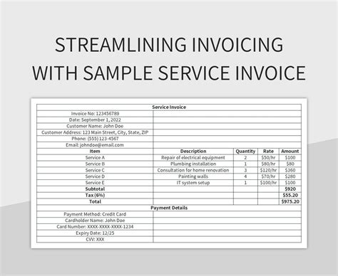 Image result for Service Invoice Examples