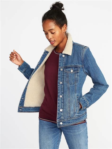 Old navy Sherpa lined jean jacket | Jacket outfit women, Denim jacket ...