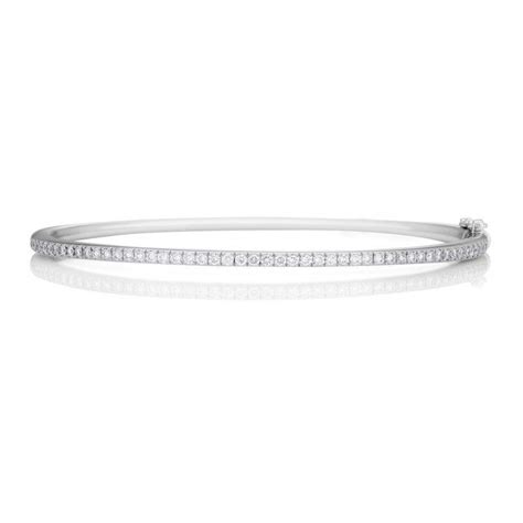 Classic One Row Half-Pavé Oval Bangle | Classic bangles, White gold ...