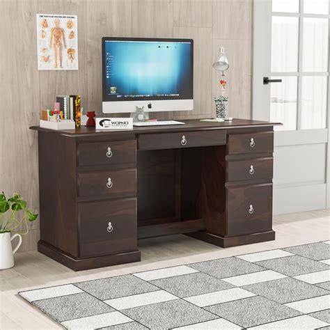 wopno Furniture Pure Sheesham Wooden Study Desk Computer Laptop Table ...
