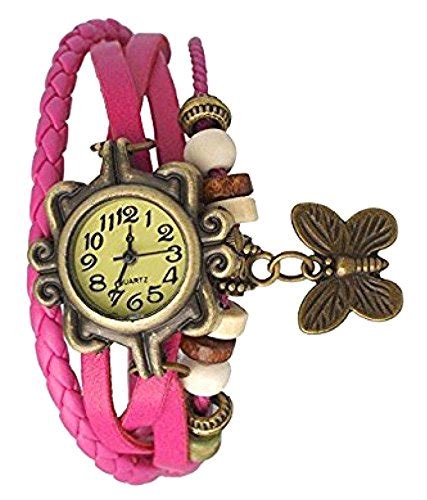 TESLO Analogue Girls' Watch (Gold Dial Pink Colored Strap) : Amazon.in ...