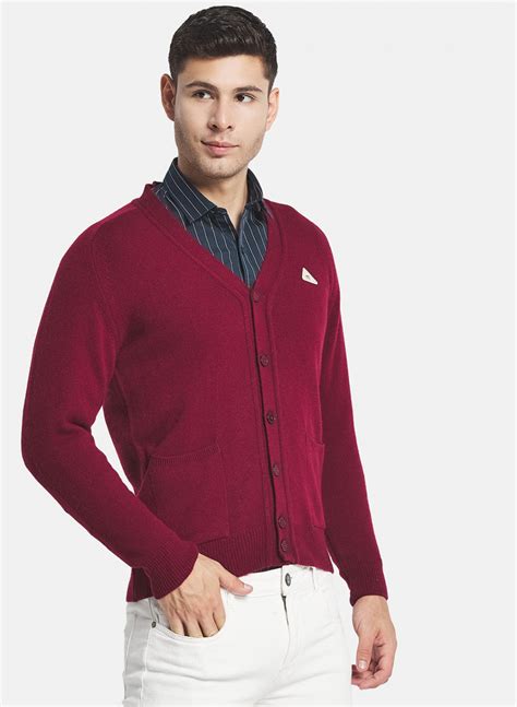 Buy Men Maroon Solid Cardigan Online in India - Monte Carlo